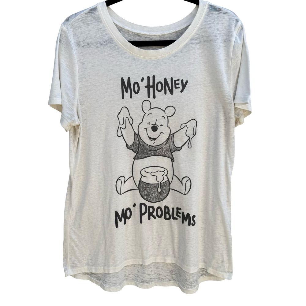 Disney Winnie the Pooh Mo Honey Mo Problems Graphic Burnout Shirt Hip Hop L
